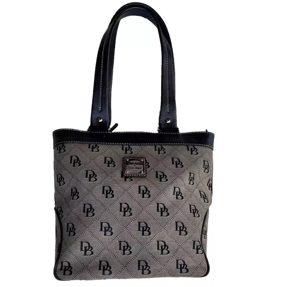 Dooney & Bourke Handbags - Vintage Dooney & Bourke Gabriella Logo Quilt Bag Black Grey Purse Shoulder Bag